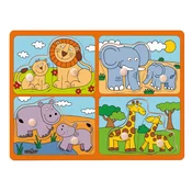 Woody Puzzle za najmlajše z ročaji afriških živali