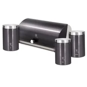 Posoda za kruh iz nerjavnega jekla s kompletom 3 doz Metallic Line Carbon Pro 55670