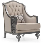 Casa Padrino luxury baroque living room armchair beige/gray - Handmade baroque style armchair with decorative pillow - Luxury living room furniture in baroque style