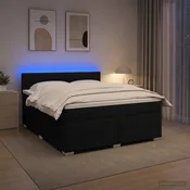 vidaXL Postelja boxspring z vzmetnico Črna 160 x 200 cm Blago