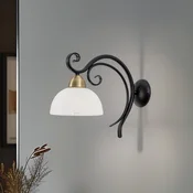 Luminex Stenna svetilka Flora, stekleni senčnik, črna/medenina - Dnevna soba/jedilnica - Podeželska hiša/Rustikalna - saten, črn, medenina - Kovina