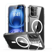 slomart Komplet ovitka ESR Classic Hybrid Kickstand Halolock MagSafe + kaljeno steklo za iPhone 16 - prozoren