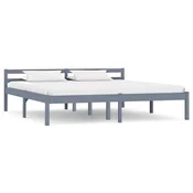 Vidaxl Posteljni okvir siv iz trdne borovine 160x200 cm