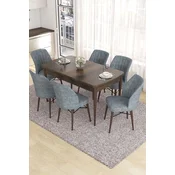 Hanah Home Set Trpezarijski sto i 6 stolica Eva, Sivo-braon