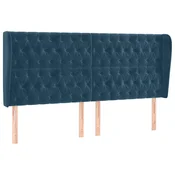 Vidaxl Vzglavje z ušesi temno modra 203x23x118/128 cm žamet