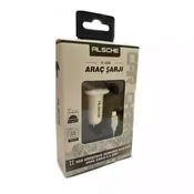 Auto punjac Alsche 2.4A Beli sa Micro USB kablom