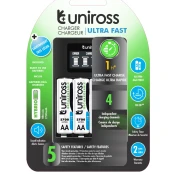 Uniross UCU005A Brzi punjač s LCD procesorom i 4 AA baterije od 2700mAh