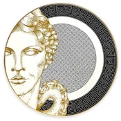 Casa Padrino luxury porcelain plate white/black/gold A 29 cm - Hand painted porcelain dinner plate - Porcelain decorative accessories - Luxury quality - Made in Italy