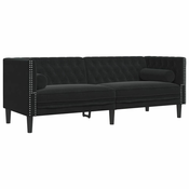 Trosjed Chesterfield s jastucicima crni baršunasti
