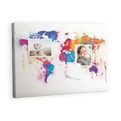 tulup.si Plošča iz plute Zemljevid sveta 60x40 cm Kovinski zatiči
