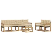 Set vanjskih sofa s jastukom 7 pcs Bijela i bež