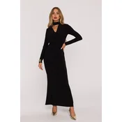 Made Of Emotion Womans Elegant maxi dress with a sash - black