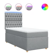 vidaXL vidaXL Box spring postelja z vzmetnico svetlo siva 90x200 cm blago, (21291076)