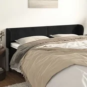 Vidaxl vidaXL Vzglavnik s krilci, črn, 203x23x78/88 cm, žamet