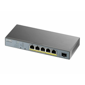 ZyXEL GS1350-6HP, 6 Port managed CCTV PoE switch, long range, 60W, 802.3BT (GS1350-6HP-EU0101F)