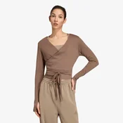 Majice adidas 3-Stripes Studio Soft Ballet Wrap Top Earth Strata/ Glow Blue S