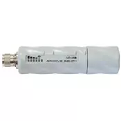 MikroTik  GrooveA 52 with N-male connector, High Gain Single Chain 2.4GHz / 5GHz 802.11abgn wireless, 600MHz CPU, 64MB RAM, 1x LAN, mounting loops, POE, PSU, plastic case, RouterOS L4, 2.4Ghz 6dBi Omni (RBGrooveA-52HPn)