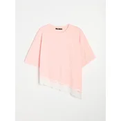 Sinsay - Pamucna bluza sa cipkastim detaljima i asimetricnim porubom - pastelno roze
