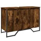 Vidaxl Omarica za umivalnik dimljeni hrast 91x35x60 cm inženirski les