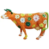 Casa Padrino luxury decorative sculpture cow orange/multicolored 210 x 55 x H. 147 cm - Huge garden sculpture - Life size sculpture - XXL decorative sculpture - XXL decorative animal figure