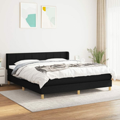 Greatstore Box spring postelja z vzmetnico črna 180x200 cm blago