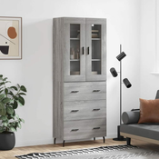 Greatstore Visoka komoda siva sonoma 69,5x34x180 cm inženirski les