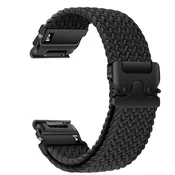 INF Združljiv z Garmin Fenix 8/7X Pro/955/965 elastičen najlonski pleten pašček Black 20 mm, (5000079094)
