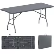 Northix Zložljiva kamping miza HDPE 180x74 cm kovinske noge