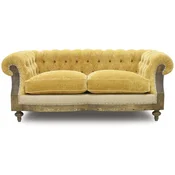 Casa Padrino luxury Chesterfield sofa yellow/beige/brown 215 x 100 x H. 72 cm - Living room sofa - Hotel sofa - Living room furniture - Chesterfield furniture - Luxury furniture
