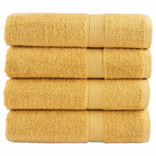 shumee Premium brisače 4 kosi zlata 70x140 cm 600 g/m2 100 % bombaž