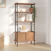 Polica s 5 razina i ormaricem 80 x 40 x 163 cm od celika i drva