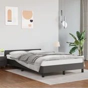 shumee vidaXL Posteljni okvir z vzglavjem brez vzmetnice, siv, 120x200 cm