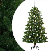 Vidaxl Umjetno božično drevo z okrasnimi kroglami 240 cm 300 LED
