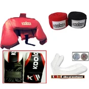 SET za vadbo BOXA: zaščitna čelada, rokavice, povoji za roke in ustni ščitnik KOOLOOK