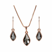 Levien Bronast komplet uhanov in ogrlice Flame Rose Gold Night SET-040