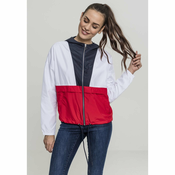 Womens 3-Tone Oversize Windbreaker Dark Blue/White/Fiery Red