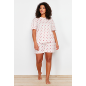 Trendyol Curve Light Pink Heart Pattern Knitted Pajamas Set
