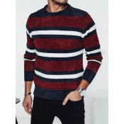 Sweter męski w paski czerwony Dstreet