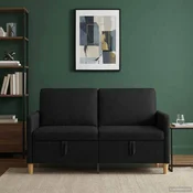 vidaXL Sofa s shrambo Črna 152 x 78 x 87 cm Poliester