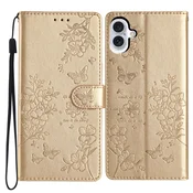 Eleganten etui ovitek za Samsung iPhone 16 Plus, Metulji, Gold