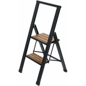 Crne aluminijske protuklizne sklopive ljestve Wenko Stepladder II.