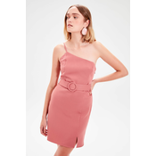 Trendyol Dusty rose obokan eno ramensko obleko