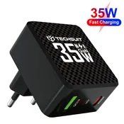 Stenski 35W polnilec Techsuit Tiny Series CHPD173 GaN, USB-C, LED prikazovalnik - črn