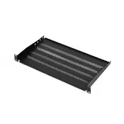 1U fixed shelf 19, depth 250 mm, load capacity 15 kg, mounting at 2 points, screws included, black (RAL 9005)