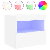 Vidaxl Nočna omarica z LED lučkami bela 50x40x45 cm