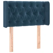 Vidaxl Vzglavje z ušesi temno modro 83x16x78/88 cm žamet
