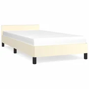 Vidaxl Posteljni okvir z vzglavjem brez vzmetnice krem 80x200 cm