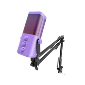 INF USB igralni mikrofon z boom arm, RGB, plug-and-play, 3.5mm Purple, (5000289885)