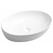 Pultni keramični umivalnik PERA, 61,5 x 14 x 42 cm - Bela - 24 - 42.00 - Keramika - Stojalo - Ne - Sapho - 61.50 - Without hole - Oval/Ellipse - Umivalnik za namestitev na polico - 61,5x14x42 cm