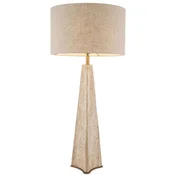 Casa Padrino luxury table lamp beige/antique brass A� 48 x H. 106.5 cm - Travertine desk lamp with round lampshade - Luxury table lamps - Luxury collection